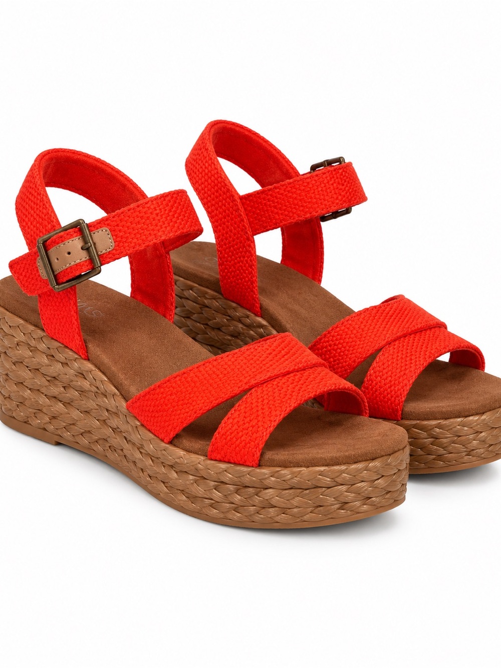 Toms Flame Wedge Sandals with Buckle Strap NWOT $50